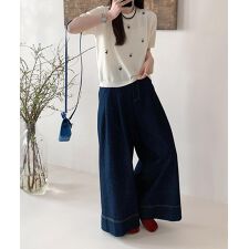 ハート刺繍入り半袖ニットトップス