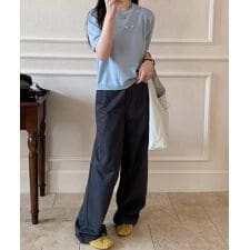 カラーハート付き半袖ニットトップス