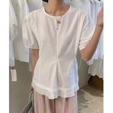 裾プリーツデザイン フレアTシャツ