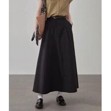ベルト付き後ろゴムAラインミディスカート