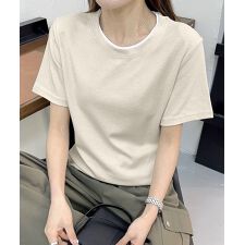 ネック配色シンプルTシャツ
