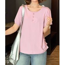 前ボタンデザインTシャツ