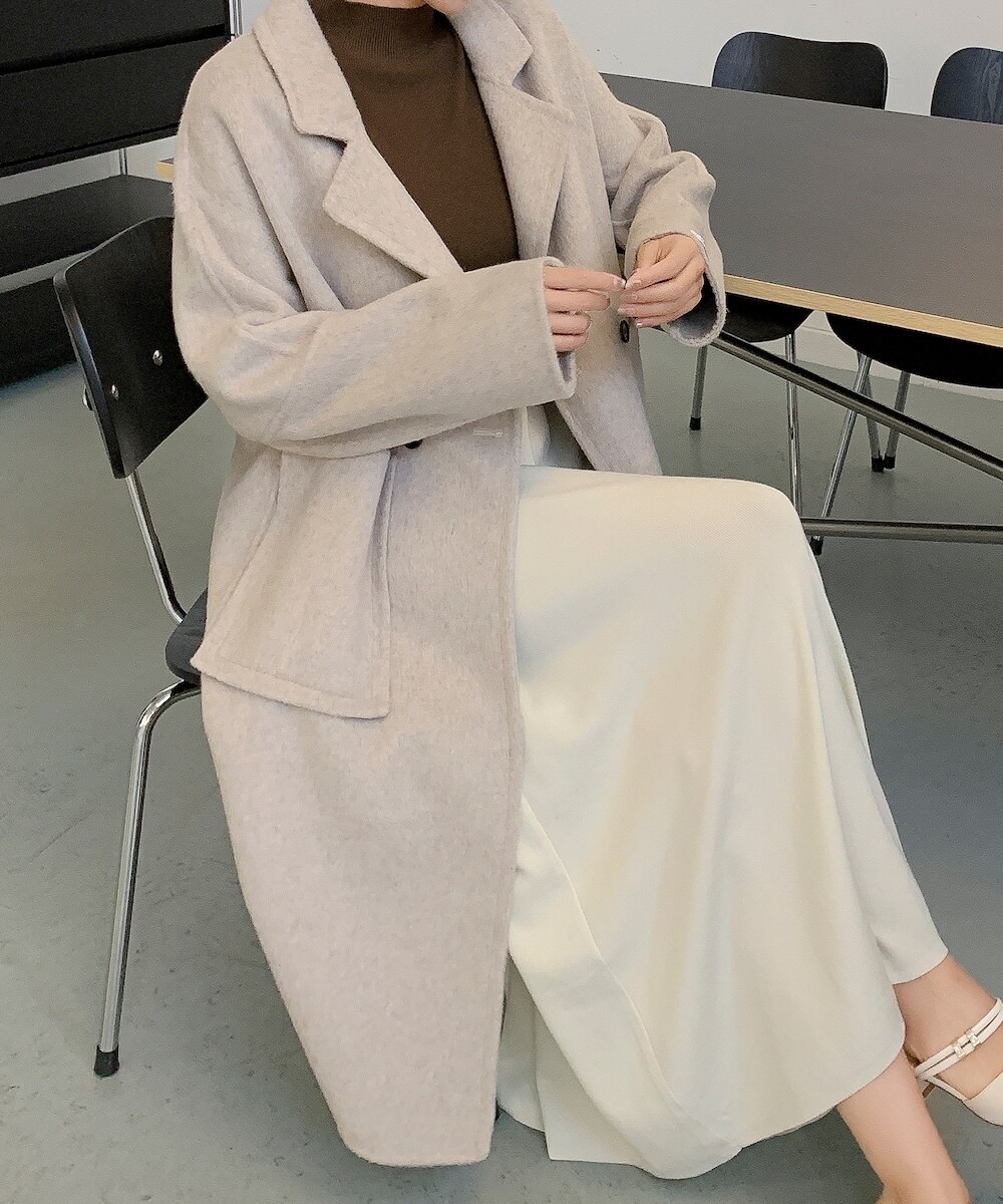 Doux Archives ロングステンカラーコート　アイボリー RESEXXY ステンカラーロングコート（アイボリー） -ファッション