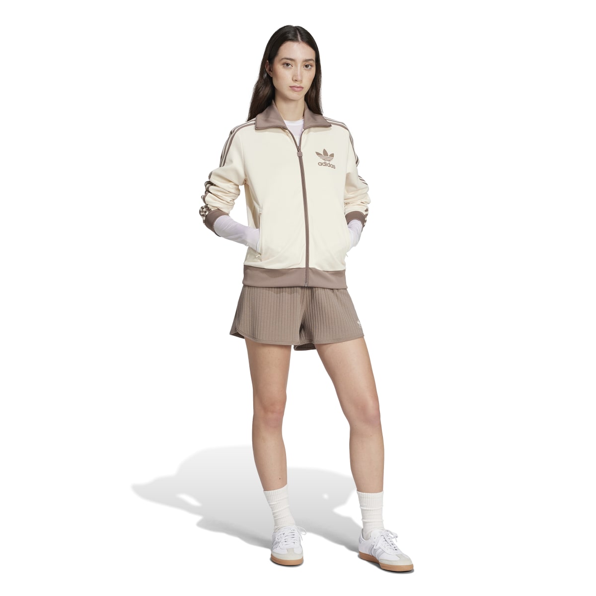 adidas originals トラックトップス レディース ルーズ サテン トラックトップ ブラック ｜アパレル