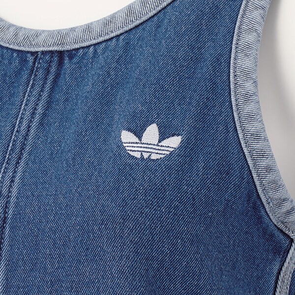 adidas★カラー 3ストライプ - デニムワンピース adidas ワンピース アディカラー デニム スリーストライプス