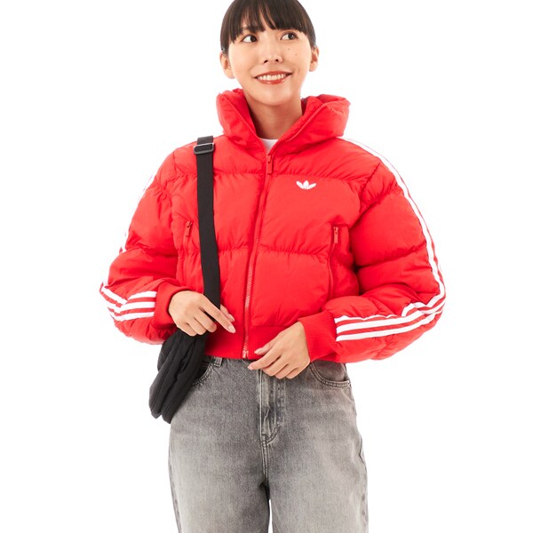 adidas DOWN PUFFER アディダスベロアダウン パファージャケット adidas ショートパファージャケット ダウン ベロア 最 安値