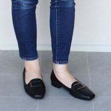 日本製 HS スクエアトゥ エナメル ローファー パンプス