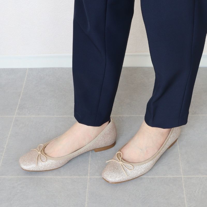 日本製 HS スクエアトゥ バレエシューズ