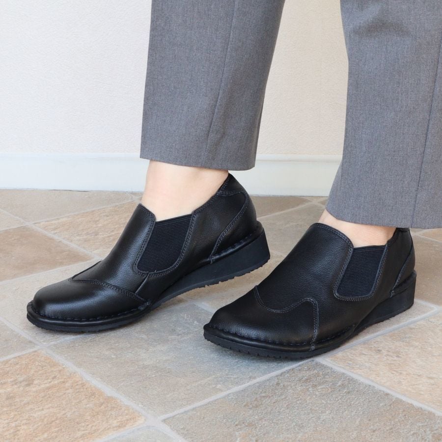 日本製 HS バイカラー レザー スリッポン