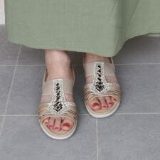 HS ラバー バンド ビジュー サンダル