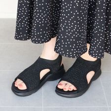 【厚底スポサン】キラキラ ニット 厚底サンダル