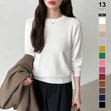 クルーネックニット 長袖トップス オフィスカジュアル ニット クルーネック 長袖 きれいめ トップス