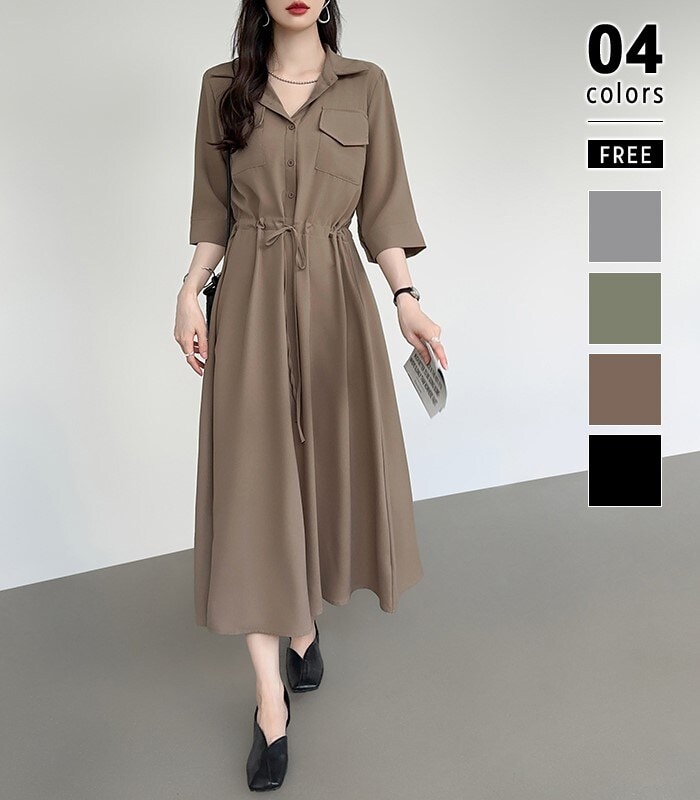 シャツワンピース ロングワンピース 体型カバー ロング ワンピース レディース シャツ ロング丈