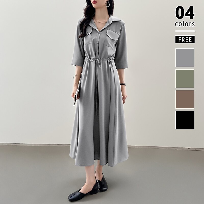 シャツワンピース ロングワンピース 体型カバー ロング ワンピース レディース シャツ ロング丈