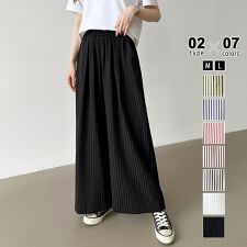 COCOMOMO(COCOMOMO)のワイドパンツ ストライプパンツ 接触冷感 イージーパンツ レディース ストライプ ワイド パンツ