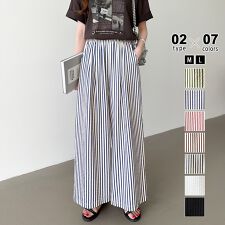 COCOMOMO(COCOMOMO)のワイドパンツ ストライプパンツ 接触冷感 イージーパンツ レディース ストライプ ワイド パンツ