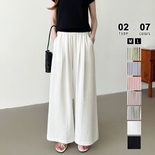 COCOMOMO(COCOMOMO)のワイドパンツ ストライプパンツ 接触冷感 イージーパンツ レディース ストライプ ワイド パンツ