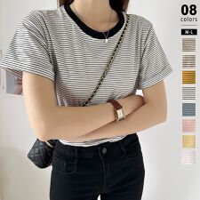 Tシャツ ボーダートップス カットソーレディース 半袖 クルーネック ラウンドネック トップス