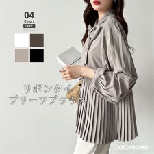 COCOMOMO(COCOMOMO)のボウタイブラウス リボン ブラウス オフィスカジュアル フォーマル 長袖 プリーツ ペプラム