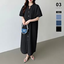 デニムワンピース デニムシャツワンピース 韓国ファッション ワンピース デニム レディース 半袖