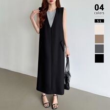 【きれいめ・カジュアルにも】 ジャンパースカート Vネック ワンピース オフィスカジュアル