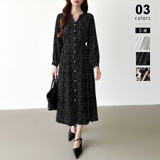 COCOMOMO(COCOMOMO)の【花柄/ドット柄】きれいめワンピース オフィスカジュアル ワンピース 長袖 レディース プリーツ