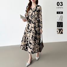 COCOMOMO(COCOMOMO)の【花柄/ドット柄】きれいめワンピース オフィスカジュアル ワンピース 長袖 レディース プリーツ