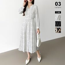 COCOMOMO(COCOMOMO)の【花柄/ドット柄】きれいめワンピース オフィスカジュアル ワンピース 長袖 レディース プリーツ