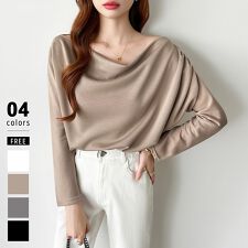 3wayで着回し自在 オフショルダー ドレープトップス オフィスカジュアル ドレープ トップス 長袖