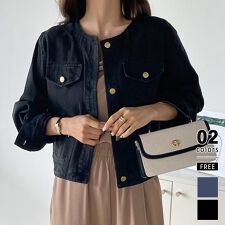 ノーカラーデニムジャケット デニムジャケット Gジャン レディース ノーカラー ジャケット デニム