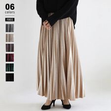 ベロアスカート プリーツスカート ロングスカート ベロア ロング プリーツ スカート ハイウエスト