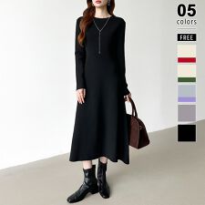 COCOMOMO(COCOMOMO)の選べる2タイプ Aラインワンピース ワンピース スポンジニット シンプル 配色 バイカラー ニット