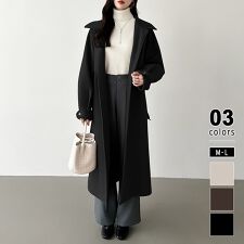 ロングコート ベルト付き 2wayスタンドカラーコート アウター レディース ロング コート