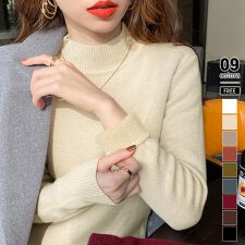 裏起毛 ハイネックニット ふわもちニット ニット セーター レディース ハイネック トップス 長袖