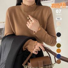 裏起毛 ヤク風タートルネックセーター ハイネックニットトップス ヤク風ニット ヤク風セーター