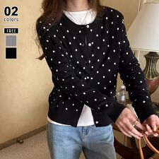 ドットジャガードカーディガン ドットカーディガン ニットカーディガン ニット レディース ドット柄