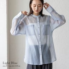 シアーバンドカラーシャツ【No Rule No Line】