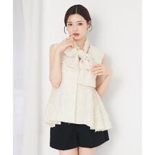 [再入荷予約受付中]タックペプラムジャガードジレ【予約】