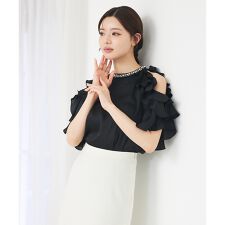 ショルダーオープンビジュー付フリルブラウス | セルフィスト(SELFIST)
