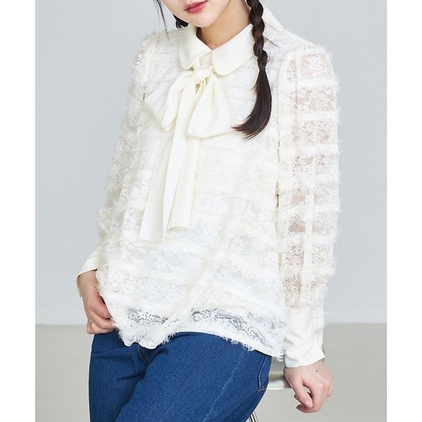 セルフィスト（SELFIST）/マルチWAYリボン付き フリンジレースブラウス マルチWAYリボン付き フリンジレースブラウス | セルフィスト(SELFIST