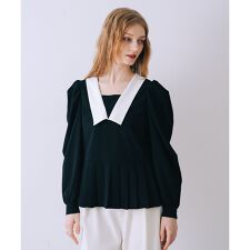 裾プリーツブラウス