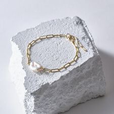 淡水ケシパールブレスレット（18Kゴールドメッキ）
