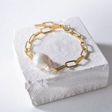 淡水バロックパールブレスレット（18Kゴールドメッキ）