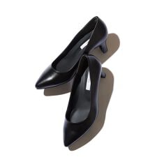 ヒール5cm/晴雨兼用ポインテッドプレーンパンプス