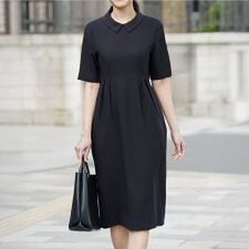【UVカット・接触冷感・吸水速乾・撥水加工・洗える】襟取り外し可能/クールウエストタックワンピース