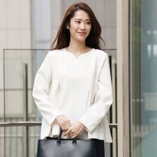 【防シワ・ストレッチ・洗える】ハーブブラウス