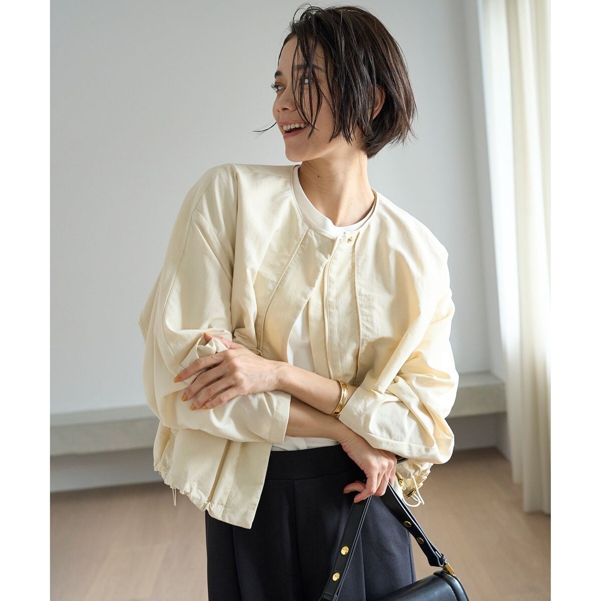 軽羽織／洗える】タフタノーカラーブルゾン | アンタイトル(UNTITLED