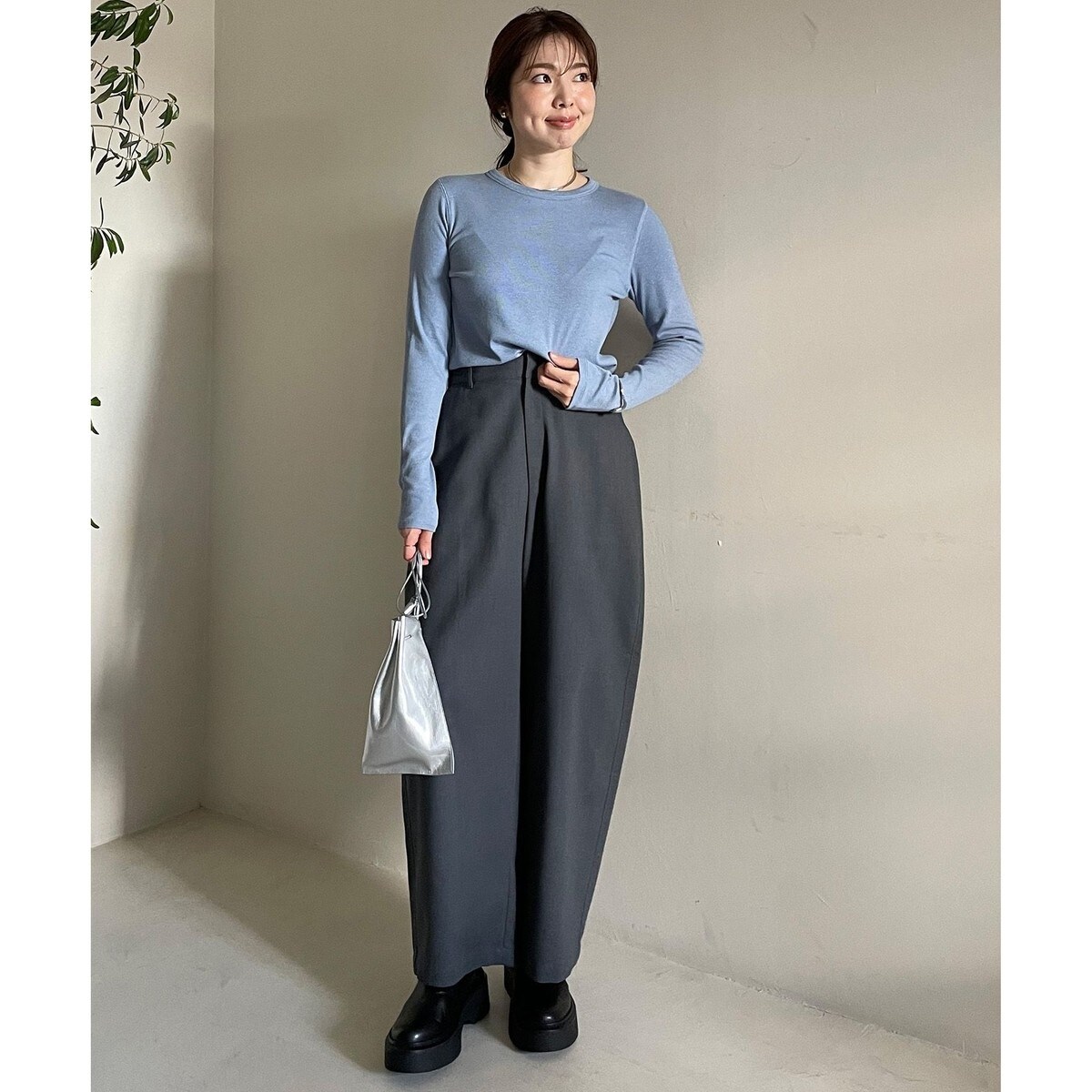 ☆完売品☆アンタイトル【さらっと穿けるパンツ／洗える】オックス 細身パンツ アンタイトル（UNTITLED）/【さらっと穿ける夏パンツ／洗える
