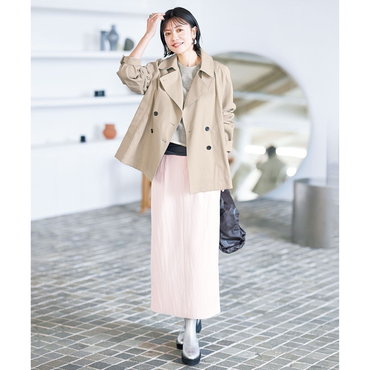 23AW アンタイトル アートブロッキングプリント タックスカート ネイビー 23AW アンタイトル アートブロッキングプリント タックスカート