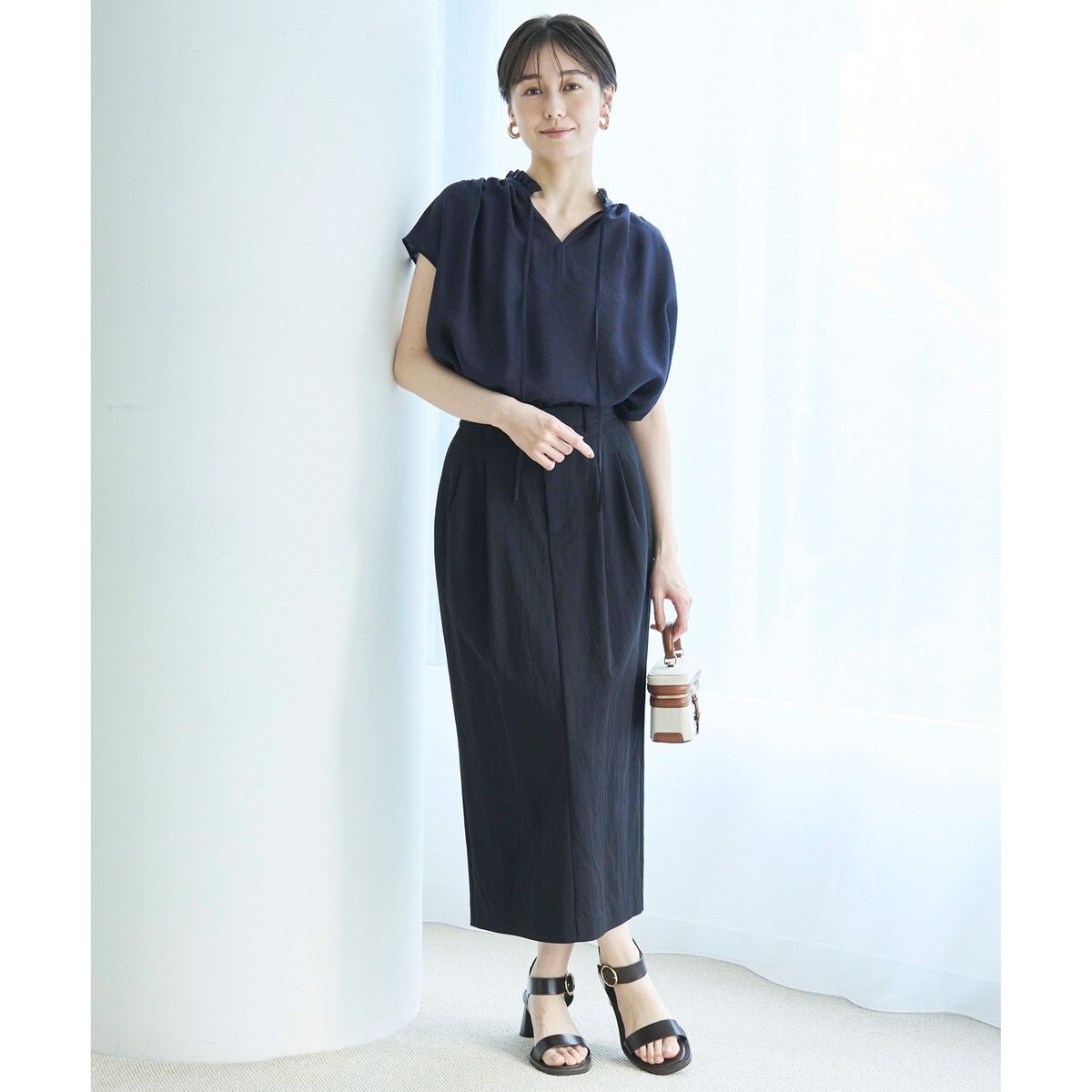 主役級スカート！／洗える】アートブロッキングプリント